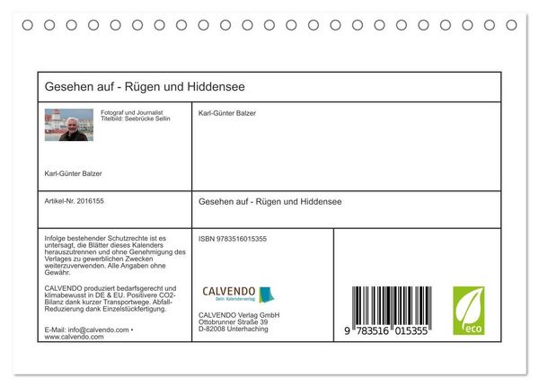Produktbild: Gesehen auf - R&uuml;gen und Hiddensee (Tischkalender 2026 DIN A5 quer), CALVENDO Monatskalender