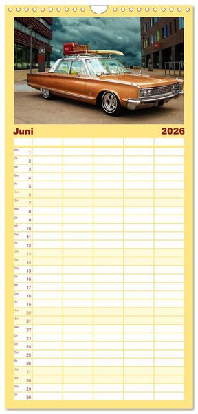 Produktbild: Familienplaner 2026 - American Automobile mit 5 Spalten (Wandkalender, 21 x 45 cm) CALVENDO