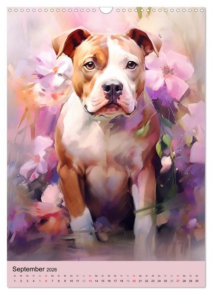 Produktbild: Pit Bull Aquarelle. Illustrationen von tollen Hunden (Wandkalender 2026 DIN A3 hoch), CALVENDO Monatskalender