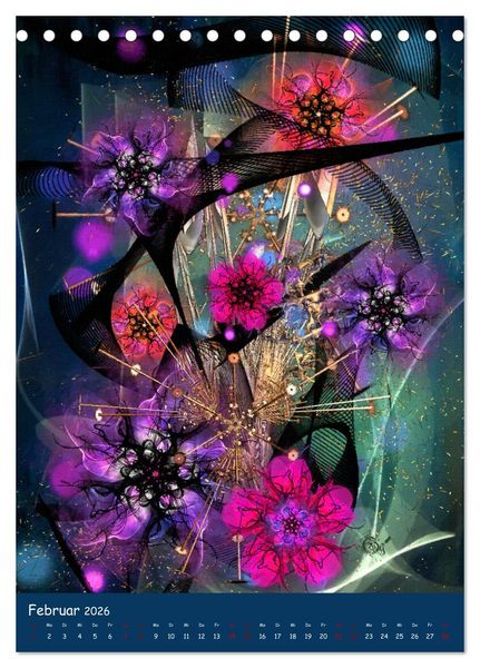 Produktbild: Florale Fraktale (Tischkalender 2026 DIN A5 hoch), CALVENDO Monatskalender