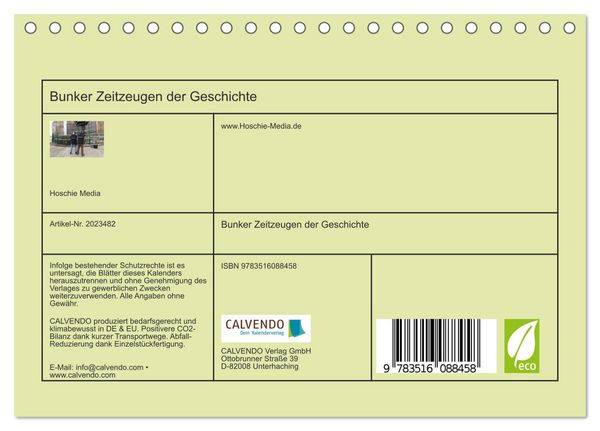 Produktbild: Bunker Zeitzeugen der Geschichte (Tischkalender 2026 DIN A5 quer), CALVENDO Monatskalender