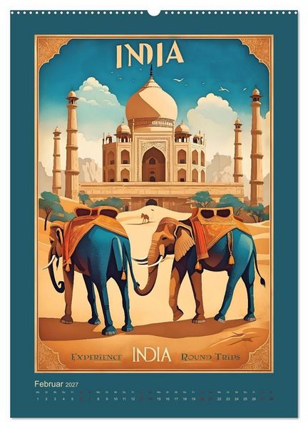 Produktbild: Exotic Travel Poster - nostalgische Abenteuerreisen um die Welt (Wandkalender 2027 DIN A2 hoch), CALVENDO Monatskalender