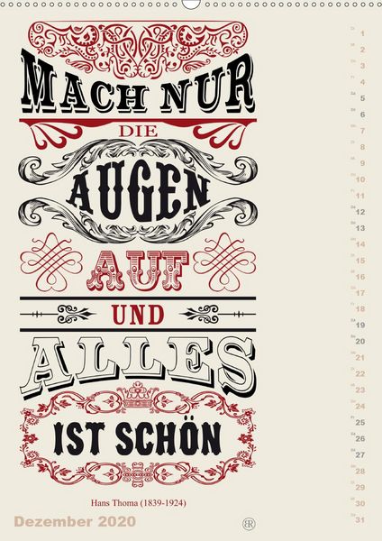 Produktbild: Die sch&ouml;nsten Lebensweisheiten Typo - Kalender (Premium, hochwertiger DIN A2 Wandkalender 2020, Kunstdruck in Hochglanz)