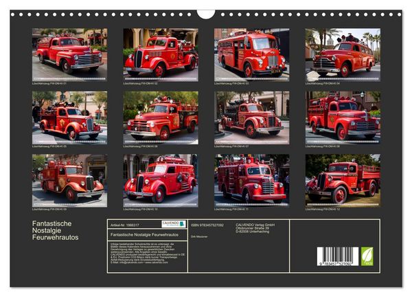 Produktbild: Fantastische Nostalgie Feurwehrautos (Wandkalender 2026 DIN A3 quer), CALVENDO Monatskalender