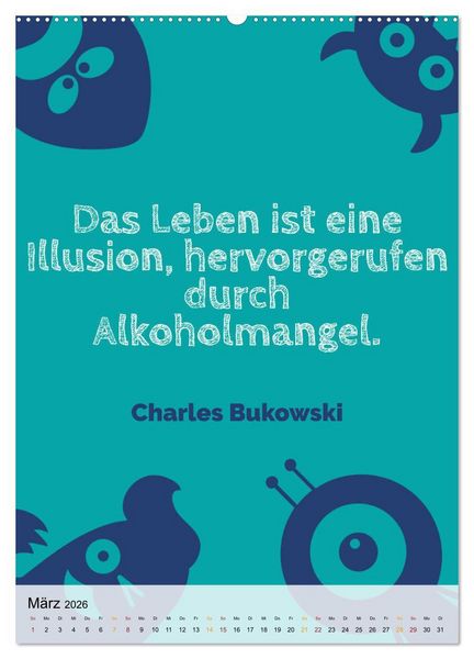 Produktbild: Dichter als Goethe - Der literarische Alkohol-Kalender (Wandkalender 2026 DIN A2 hoch), CALVENDO Monatskalender