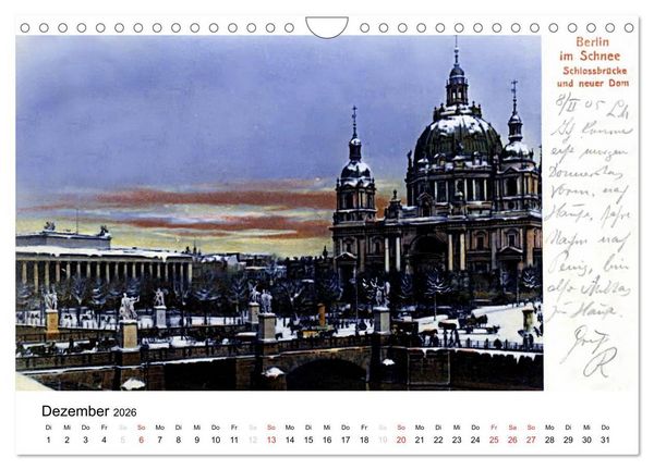 Produktbild: Farbige Gr&uuml;&szlig;e aus dem alten Berlin - Die sch&ouml;nsten Postkarten der Kaiserzeit (Wandkalender 2026 DIN A4 quer), CALVENDO Monatskalender