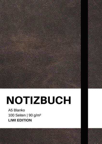 Notizbuch A5 blanko - 100 Seiten 90g/m² - Soft Cover Schwarz