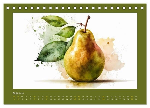 Produktbild: Fr&uuml;chte in Wasserfarben - Fruchtige KI-Kunst f&uuml;r das ganze Jahr (Tischkalender 2027 DIN A5 quer), CALVENDO Monatskalender