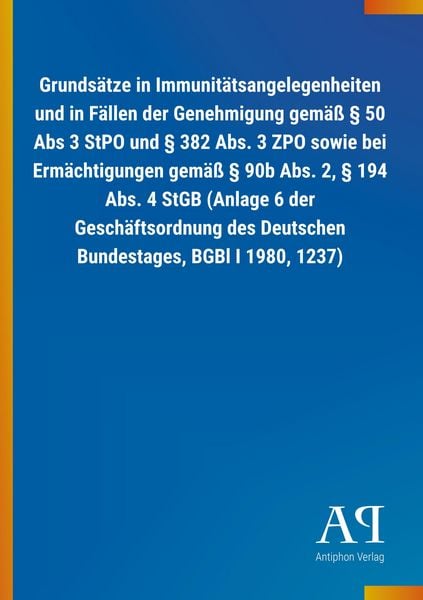 Produktbild: Grunds&auml;tze in Immunit&auml;tsangelegenheiten und in F&auml;llen der Ge
