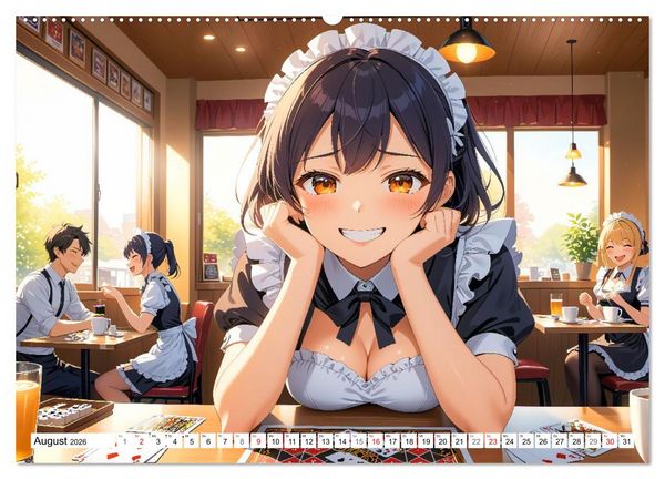 Produktbild: Manga Caf&eacute; Tr&auml;ume - Kawaii Anime-Kalender voller s&uuml;&szlig;er Momente (hochwertiger Premium Wandkalender 2026 DIN A2 quer), Kunstdruck in Hochglanz