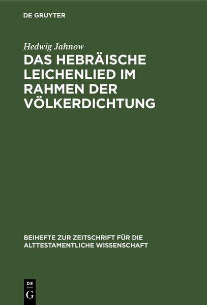 Produktbild: Das hebr&auml;ische Leichenlied im Rahmen der V&ouml;lkerdichtung