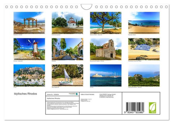 Produktbild: Idyllisches Rhodos (Wandkalender 2026 DIN A4 quer), CALVENDO Monatskalender