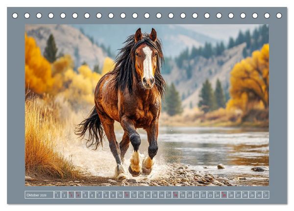 Produktbild: Mustangs. Pferde in ihrer wildesten Sch&ouml;nheit (Tischkalender 2026 DIN A5 quer), CALVENDO Monatskalender