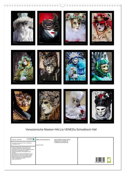 Produktbild: Venezianische Masken HALLia VENEZia Schw&auml;bisch Hall (Wandkalender 2026 DIN A2 hoch), CALVENDO Monatskalender