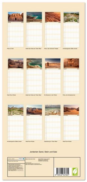 Produktbild: Familienplaner 2026 - Jordanien Sand, Stein und Salz mit 5 Spalten (Wandkalender, 21 x 45 cm) CALVENDO