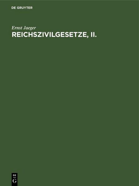 Produktbild: Reichszivilgesetze, II.