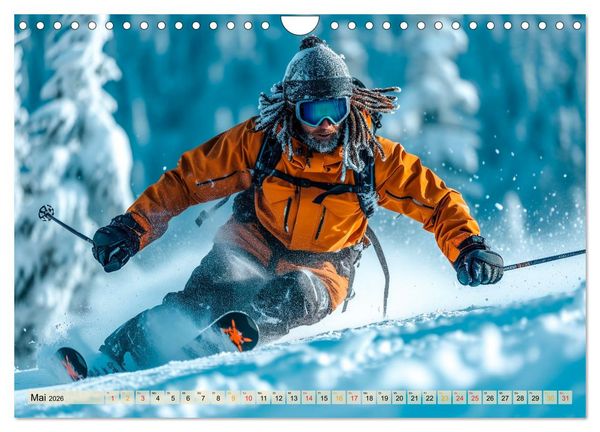 Produktbild: Skifahren - tolle Momente (Wandkalender 2026 DIN A4 quer), CALVENDO Monatskalender
