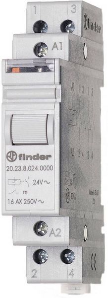 Produktbild: Stromsto&szlig;-Schalter Hutschiene Finder 20.23.9.024.4000 1 Schlie&szlig;er, 1 &Ouml;ffner 24 V/DC 16 A 4000 VA 1 St.