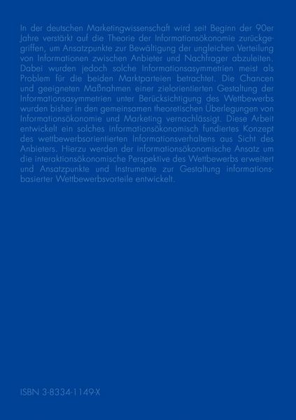 Produktbild: Wettbewerbsorientierte Gestaltung von Informationsasymmetrien