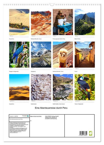Produktbild: Eine Abenteuerreise durch Peru (Wandkalender 2026 DIN A2 hoch), CALVENDO Monatskalender