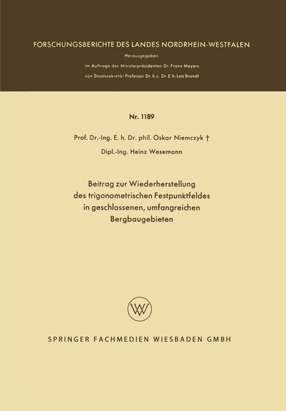 Produktbild: Beitrag zur Wiederherstellung des trigonometrischen Festpunktfeldes in geschlossenen, umfangreichen Bergbaugebieten