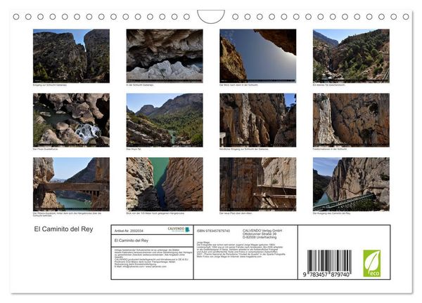 Produktbild: El Caminito del Rey (Wandkalender 2026 DIN A4 quer), CALVENDO Monatskalender