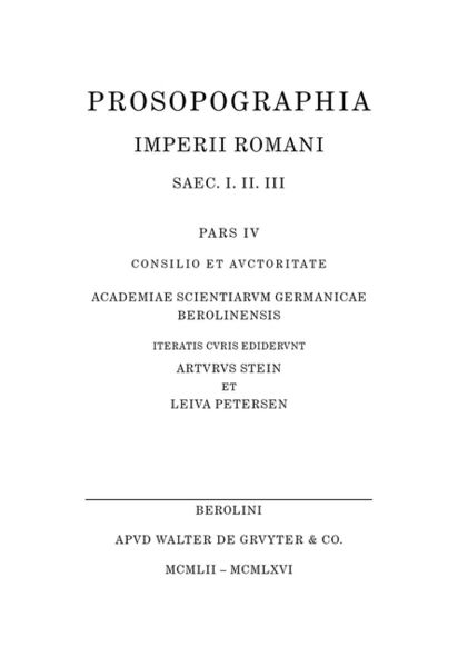 Produktbild: Prosopographia Imperii Romani Saec I, II, III / [G - I]