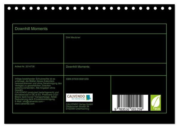 Produktbild: Downhill Moments (Tischkalender 2026 DIN A5 quer), CALVENDO Monatskalender
