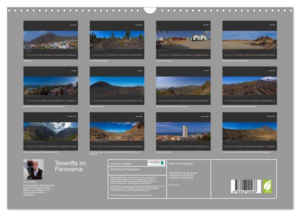 Produktbild: Teneriffa im Panorama (Wandkalender 2026 DIN A3 quer), CALVENDO Monatskalender