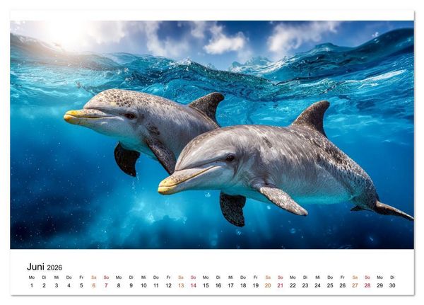 Produktbild: Delfine - ein Jahr voller Meer (Tischkalender 2026 DIN A5 quer), CALVENDO Monatskalender