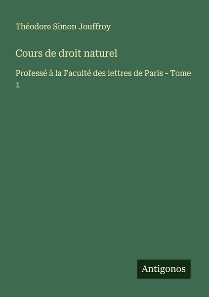 Produktbild: Cours de droit naturel