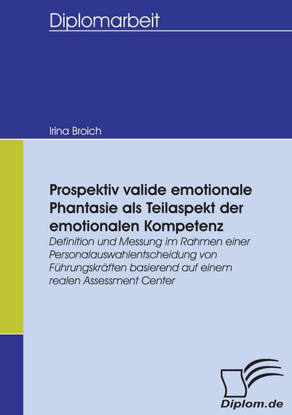 Produktbild: Prospektiv valide emotionale Phantasie als Teilaspekt der emotionalen Kompetenz