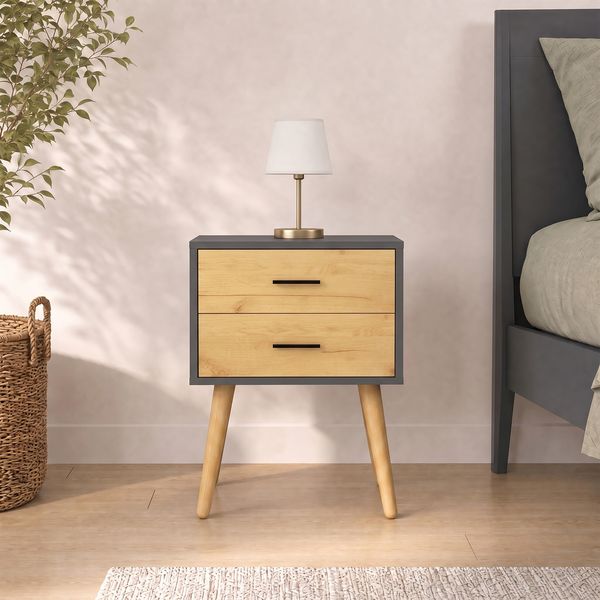 Produktbild: Nachttisch mit 2 Schublade 45x30x56 cm Singol XXL
