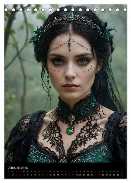 Produktbild: Gothic beauties - Sch&ouml;nheiten der Nacht (Tischkalender 2026 DIN A5 hoch), CALVENDO Monatskalender