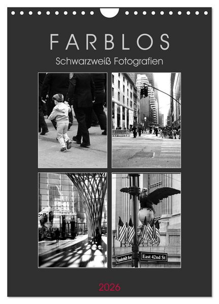 Produktbild: F A R B L O S - Schwarzwei&szlig; Fotografien (Wandkalender 2026 DIN A4 hoch), CALVENDO Monatskalender