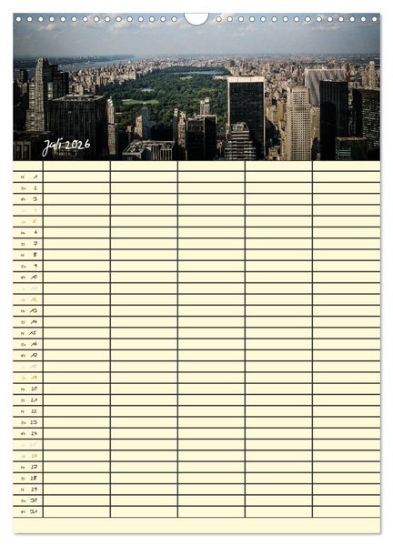 Produktbild: New York Familienplaner (Wandkalender 2026 DIN A3 hoch), CALVENDO Monatskalender