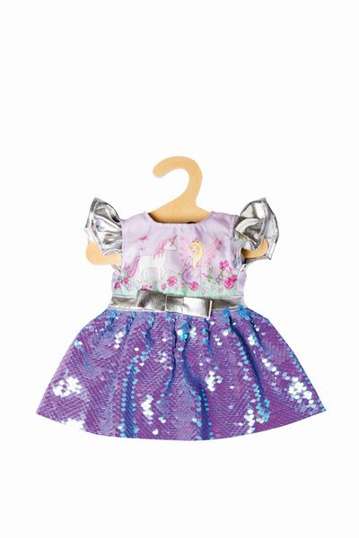Produktbild: Puppen-Kleid Fee und Einhorn mit Wendepailletten und silberner Krone, Gr. 28-3