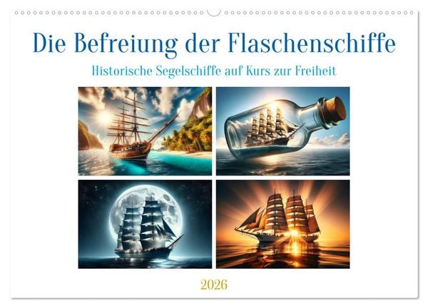 Produktbild: Die Befreiung der Flaschenschiffe - Historische Segelschiffe (Wandkalender 2026 DIN A2 quer), CALVENDO Monatskalender