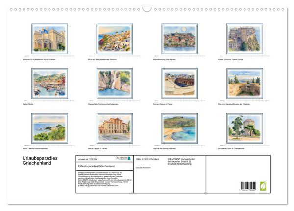 Produktbild: Urlaubsparadies Griechenland (Wandkalender 2026 DIN A2 quer), CALVENDO Monatskalender