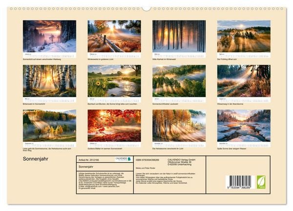Produktbild: Sonnenjahr (hochwertiger Premium Wandkalender 2027 DIN A2 quer), Kunstdruck in Hochglanz