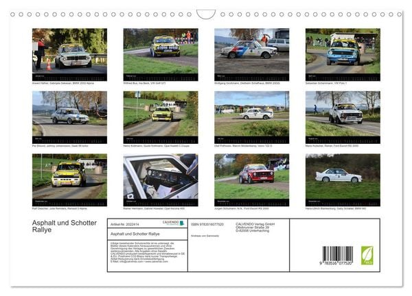 Produktbild: Asphalt und Schotter Rallye (Wandkalender 2026 DIN A3 quer), CALVENDO Monatskalender