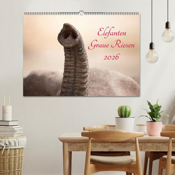 Produktbild: Elefanten - Graue Riesen (Wandkalender 2026 DIN A2 quer), CALVENDO Monatskalender