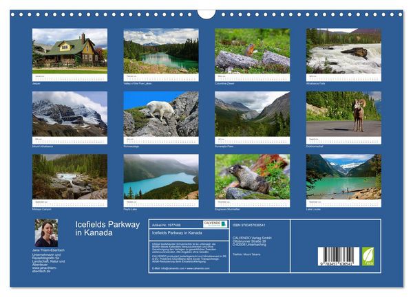 Produktbild: Icefields Parkway in Kanada (Wandkalender 2026 DIN A3 quer), CALVENDO Monatskalender