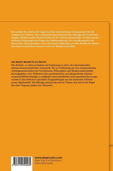 Produktbild: Medienwandel / Medienwechsel in der Editionswissenschaft