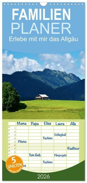 Produktbild: Familienplaner 2026 - Erlebe mit mir das Allg&auml;u mit 5 Spalten (Wandkalender, 21 x 45 cm) CALVENDO