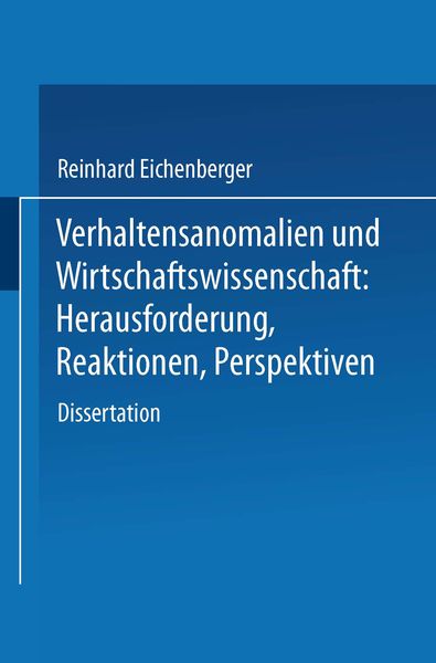 Produktbild: Verhaltensanomalien und Wirtschaftswissenschaft