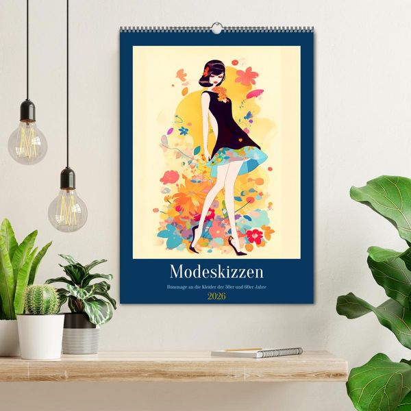 Produktbild: Modeskizzen - Hommage an die Kleider der 50er und 60er Jahre (Wandkalender 2026 DIN A2 hoch), CALVENDO Monatskalender