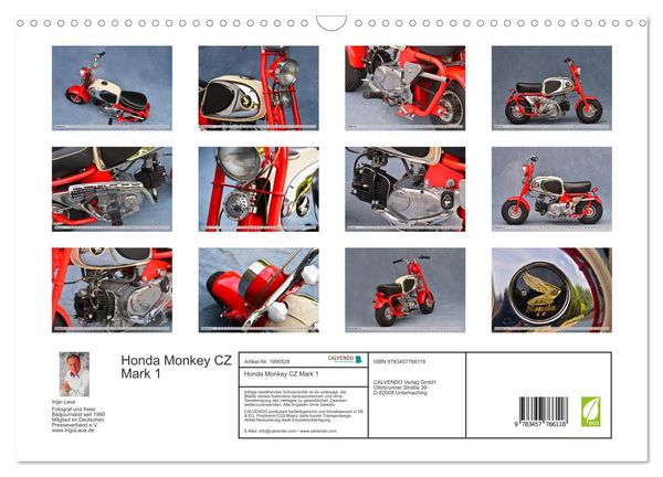 Produktbild: Honda Monkey CZ Mark 1 (Wandkalender 2026 DIN A3 quer), CALVENDO Monatskalender