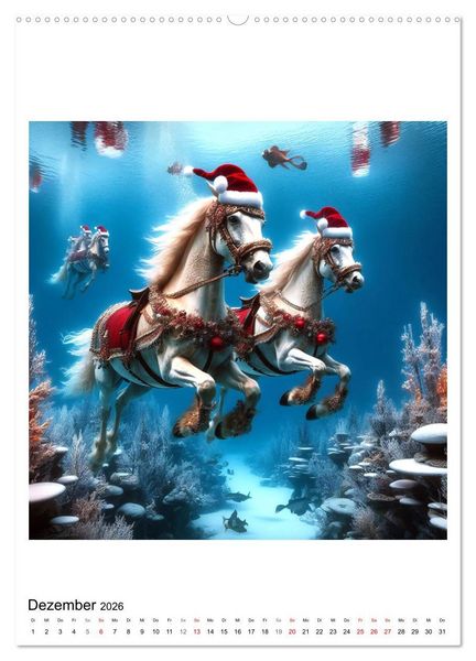 Produktbild: Pferde unter Wasser - Saddle up, die Tauchfahrt beginnt (hochwertiger Premium Wandkalender 2026 DIN A2 hoch), Kunstdruck in Hochglanz