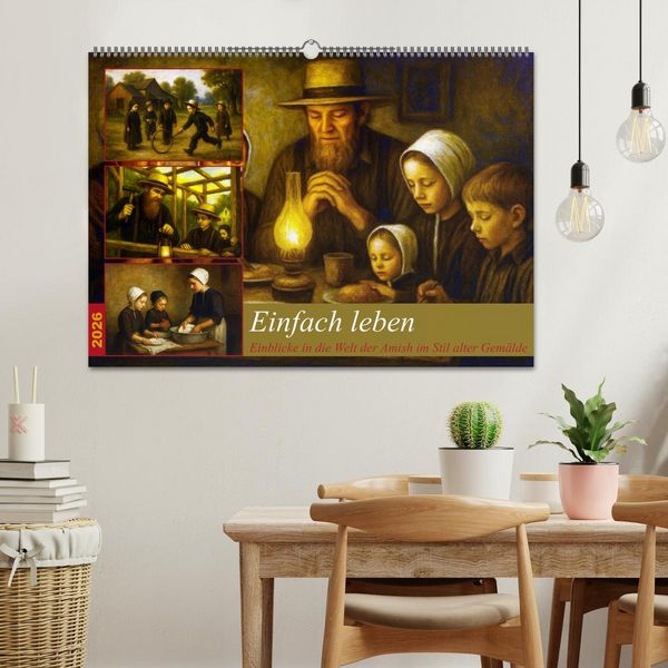 Produktbild: Einfach Leben - Einblicke in die Welt der Amish im Stil alter Gem&auml;lde (Wandkalender 2026 DIN A2 quer), CALVENDO Monatskalender